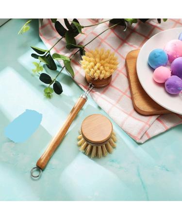 Kitchen Dish Washing Brush Include Natural Bamboo Scrub Cleaning Brush and 3 Replacement Bamboo Brush Heads Natural Dish Brush for Kitchen Room Cleaning Supplies (4 pcs) - Buy Online on GoSupps.com