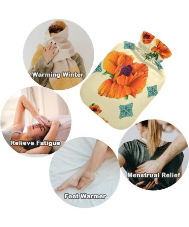 NAANLE Vintage Floral Poppies Hot Water Bottle - 1L for Menstrual Cramps & Pain Relief | Heat & Cold Therapy - Buy Online on GoSupps.com