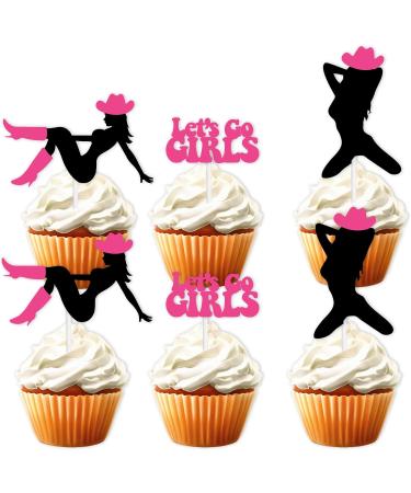 18pcs Pink Glitter Dessert Cupcake Topper Girl Woman Happy Birthday Party Decorations Let s Go Girl Theme Decor Supplies - Buy Online on GoSupps.com