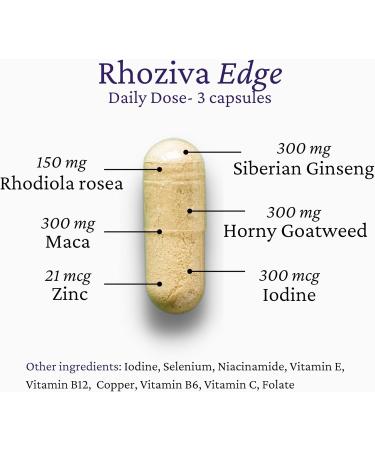 Rhoziva Edge - Horny Goat Weed Siberian Ginseng Maca Powder Libido Booster for Men and Woman Natural Stress Relief & Mood Support | Rhodiola Rosea Adaptogenic Supplement | Vegetarian Capsules 60 Count - Buy Online on GoSupps.com