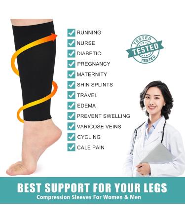 Evolyline 20-30 mmHg Graduated Calf Compression Sleeves for Women & Men Medical Footless Compression Socks for Calf Support Compression Calf Sleeves for Shin Splint Varicose Vein Edema Recovery Black XXL - Buy Online on GoSupps.com
