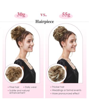 Premium Ash Blonde to White Blonde Synthetic Hair Extensions - Tess Hair Part with Rubber Band (55g) for Large Buns - Perfect Hair Tie for Women & Girls - Buy Online on GoSupps.com