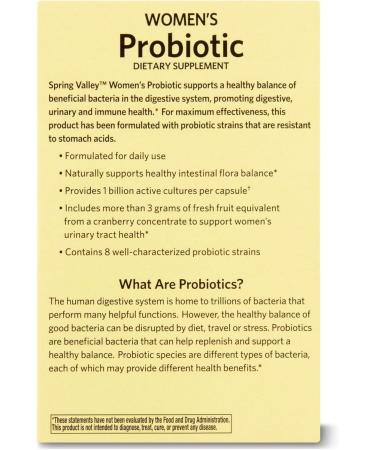 Probiotics for Women Capsules Dietary Supplement 1 Billion CFUs - Digestive Health by Spring Valley (60 Capsules - Pack of 1) VSL-Shops - Buy Online on GoSupps.com