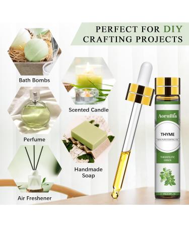 Aoruilia 10ml Thyme Essential Oil Pure Natural Premium Grade Essential Oils for Diffusers for Home Aromatherapy Massage Bath Yoga Candle Perfume Making Thyme 10 ml (Pack of 1) - Buy Online on GoSupps.com