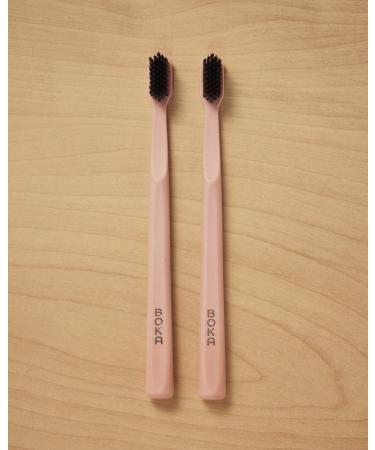 Boka Classic Activated Charcoal Toothbrush - Soft Pink | Eco-Friendly Oral Care - Buy Online on GoSupps.com