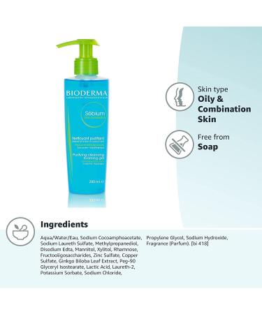 Bioderma Sebium Purifying Cleansing Foaming Gel 6.67 fl oz - Acne-Prone Skin Cleanser - Buy Online on GoSupps.com