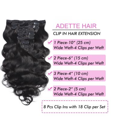 Body Wave Clip In Hair Extensions for Black Women - Natural Black Human Hair 16 Inch 8pcs 135g/set - Buy Online on GoSupps.com