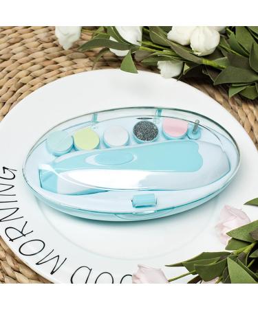 Baby Nail Trimmer - Electric Safe Baby Nail File Trim Polish Grooming kit Safe for Infant Newborn Toddler Girls Boys Adults with LED Light 6 Grinding Heads Blue - Buy Online on GoSupps.com