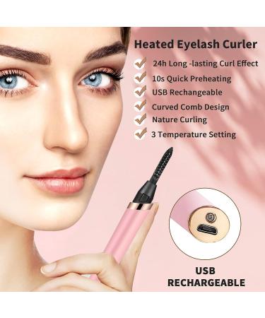 DUST2OASIS Heated Electric Eyelash Curler with Comb - Rechargeable for Natural Curling and Long Lasting Results - Light Pink 2023 Updated - Buy Online on GoSupps.com