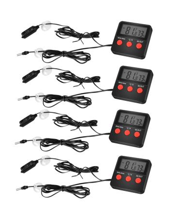 Simple Deluxe Digital Thermometer and Humidity Gauge with Remote Probes for Brooder Reptiles Terrarium, 4 Pack