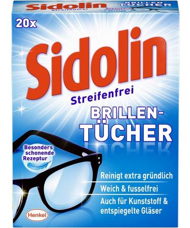 Sidolin Glasses Cleaning Cloths - Pack of 2 Moist Cloths (40 Total) for Glasses Displays & Screens | International Shipping - Buy Online on GoSupps.com