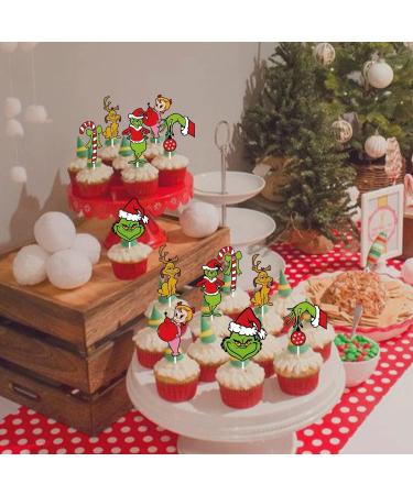 VARACL 24 Pieces Grinch Cupcake Toppers Grinch Christmas Cupcake Toppers Food Fruit Picks for Grinch Party Dessert Decoration Grinch Birthday Cake Decor Grinch Christmas Party Decorations Supplies - Buy Online on GoSupps.com