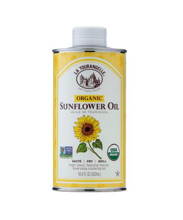 La Tourangelle, Organic High Oleic Sunflower Oil, Neutral Oil For Medium to High Heat Cooking and Skin Care, Non GMO, Pesticide and Chemical Free, 16.9 Fl Oz Organic Sunflower Oil 16.9 Fl Oz (Pack of 1)