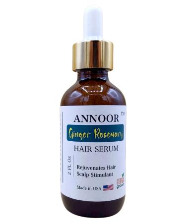 Ginger Rosemary Hair Serum by Annoor | 2 Fl Oz | Nourish Strengthen Shine and Revitalize for Healthy Hair Growth and Scalp Renewal