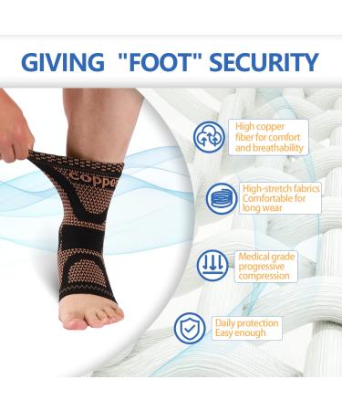 Copper Infused Compression Ankle Brace for Men & Women - Pain Relief & Protection for Plantar Fasciitis, Sprained Ankle, Achilles Tendonitis - Size Medium - Buy Online on GoSupps.com