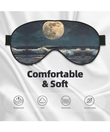 Moon and Sea Print Double-Sided Eye Mask Soft and Light Blocking for Enhancing Sleep Quality - Buy Online on GoSupps.com