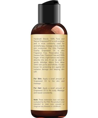 Premium 100% Pure Grapeseed Oil - 118 ml - Therapeutic Grade Carrier Oil for Skin and Hair - Aromatherapy Moisturizer - Buy Online on GoSupps.com