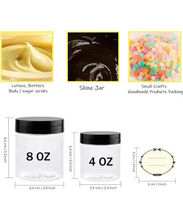 24 Pack BPA Free Plastic Containers with Lids and Labels - 8 oz & 4 oz Sizes for Body Butter, Lotions, Cosmetics - Buy Online on GoSupps.com