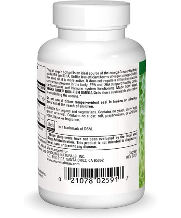 Vegan True Omega-3 Non-Fish 300mg | Source Naturals - 30 Softgels - Buy Online on GoSupps.com