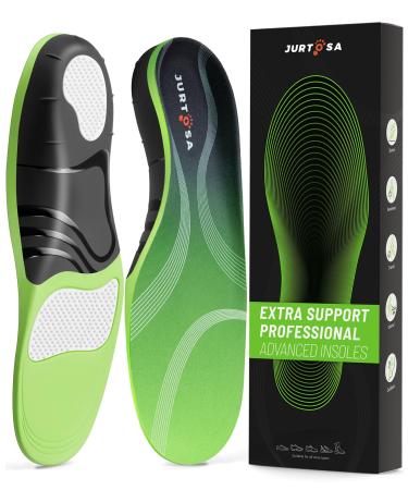Plantar Fasciitis Arch Support Insoles Heavy Duty Support (220+lbs) Orthotic Inserts for Flat Feet/Feet Pain Relief/Pronation Shock-Absorb Shoes Insoles for Men & Women Standing L Green-gel L Men's 8.5-9.5 | Women's 10.5-11.5