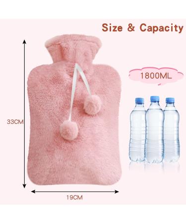 2L Hot Water Bottle with Knitted Cover | Pain Relief | Bed & Foot Warmer | Pink - Buy Online on GoSupps.com
