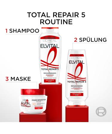  L'Oreal Paris L'Or al Paris Elvital Total Repair Conditioner for 5 Damaged Hair Problems with Calendula Extract 5 x 250 ml - Buy Online on GoSupps.com