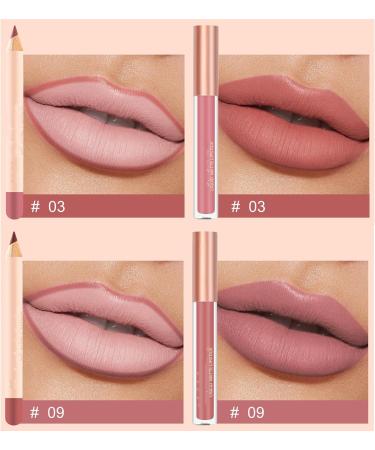 2PCS Lip Liner and Lipstick Set - Long Lasting Waterproof Lip Stain - Highly Pigmented Lipstick and Lipliner - Daily Makeup and Holiday Gift Set (03) - Buy Online on GoSupps.com