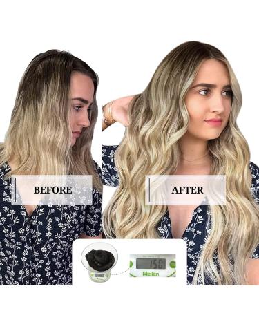 Doores Real Hair Clip Extensions 35cm | Walnut Brown to Ash Brown & Blonde 150g - Remy Straight Thick 9 Pieces - Buy Online on GoSupps.com