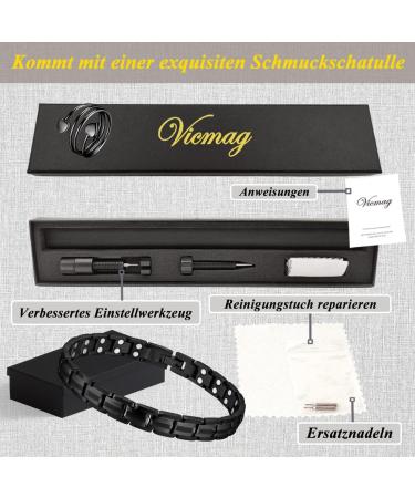 Vicmag Magnetic Bracelet for Women - Titanium Steel Double Row Black Magnet Bracelet with Gift Removal Tool - Buy Online on GoSupps.com