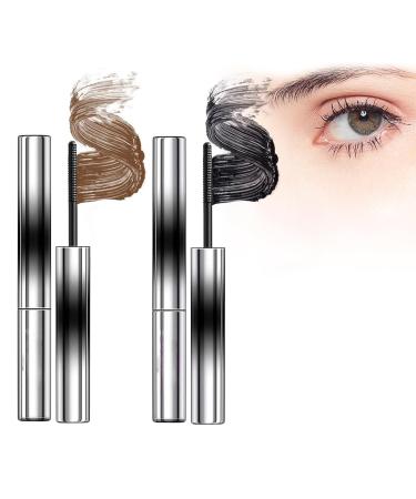 Kaluofan 2PCS 3d Curling Iron Mascara Curling Iron Mascara Long-lasting Curling Effect Easy to Clean Easy to Carry(C) Black brown