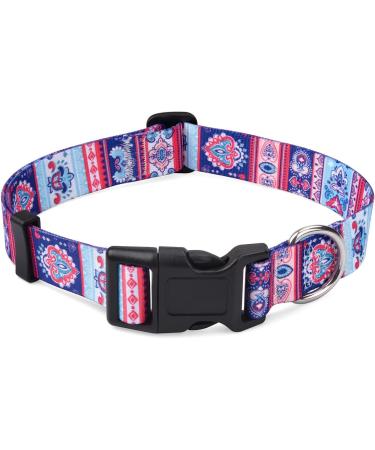 Mihqy Adjustable Dog Collar - Soft & Comfortable Bohemian Floral Design for Small Medium Large Dogs | XS (20-30 cm) - Buy Online on GoSupps.com