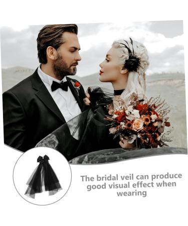 Housoutil polyester Shawl style wedding bride accessories for bachelorette party decorate wedding dresses bow veil accessories bride veil double layer satin wedding veil hair comb - Buy Online on GoSupps.com