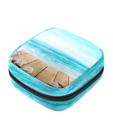 Boardwalk with mussels women's napkin storage bags portable period bag for women teenagers girls menstrual cup pocket breastfeeding deposits holder