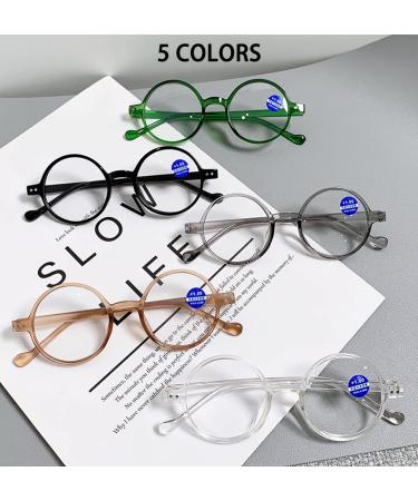 Koosufa Round Reading Glasses with Blue Light Filter for Men & Women - TR90 Retro Full-Rim Anti-Fatigue Visual Aid in Transparent Green (Strengths 0.0 to 4.0) - Buy Online on GoSupps.com