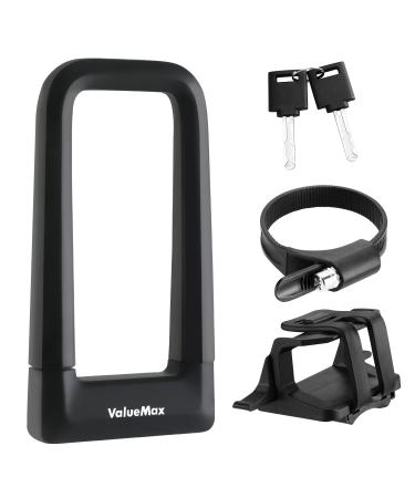 ValueMax 17mm Heavy Duty Bike U-Lock with Sturdy Mounting Bracket and Keys, Anti Theft U-Lock for Bicycles/Motorcycles/Scooters/Collapsible Doors, Black Color
