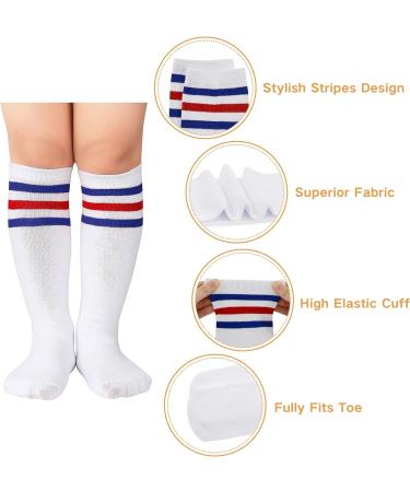 Komorebi Kids Toddler Soccer Knee High Tube Socks - Three Stripes Cotton Uniform Sports Stocking - Pure Purple - Buy Online on GoSupps.com