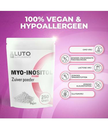 MyoInositol powder 100 pure Inositol powder 2000mg daily dosage 250 grams Vitamin B7 Tasteless & soluble Without unnecessary additives LUTO Supplements - Buy Online on GoSupps.com