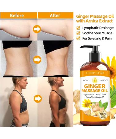 Ginger Oil Massage Therapy - Lymphatic Drainage & Sore Muscle Relief | Natural Ginger Body Oil with Arnica - Warming Soothing Gua Sha Massage Oil - Buy Online on GoSupps.com
