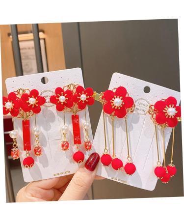 FRCOLOR Hair Sticks 3 Pairs tassel antique style hair clip Chinese Style Hair Clips chinese hair clip Tassel Hair Clip beaded hair accessories Plum Hair Accessories Hanfu baby fabric plum - Buy Online on GoSupps.com