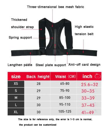 Adjustable Back Posture Corrector Brace Support Belt Back Band Invisible Spine Lumbar Shoulder Posture Correction For Women Men black M - Buy Online on GoSupps.com