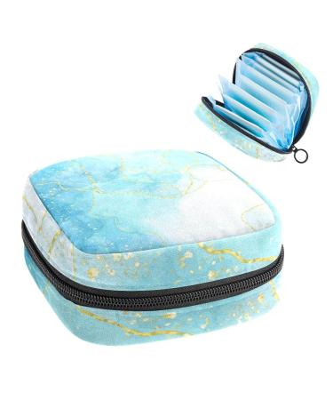 Blue -green gold Liquid Marble Sanitary napkin storage bag feminine menstrual cup bags breastfeeding insert holder tampon pockets portable period pocket for women teen girls 1 piece multicolored 8