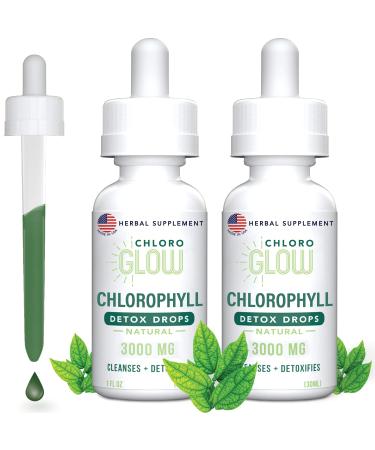 Chloroglow Liquid Chlorophyll Oxygen Drops 3000mg | Energy Supplement Metabolism Immune Support, Natural Detox, Altitude Sickness Prevention and Body Deodorizing Supplement 30ml (Pack of 2)