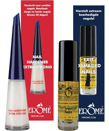 Herome Combi-Pack Exit Damaged Nails & Nail Hardener Extra Strong - Guarantees Strong Nails First Results In 8 Days - 7ml.+10ml. - Buy Online on GoSupps.com