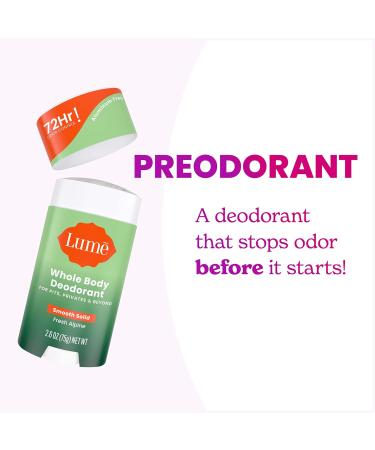 Lume Whole Body Deodorant - Invisible Cream Tube Mini and Solid Stick - 72 Hour Odor Control - Aluminum Free Baking Soda Free Skin Safe - 0.5 Oz Mini Tube + 2.6 Oz Solid Stick (Fresh Alpine) - Buy Online on GoSupps.com