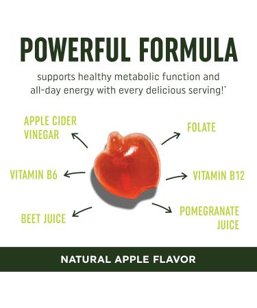 Metabolism Gummies with Apple Cider Vinegar | Energy Digestion & Lean Body Mass Support | Apple Cider Vinegar Gummies with The Mother B12 & Folate | Metabolism Support for Women & Men | 60 Ct. - Buy Online on GoSupps.com
