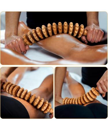 Wooden Massage Roller for Lymphatic Drainage | Back Massager with Handle | Fascia Rod for Waist & Thighs - International Shipping Available - Buy Online on GoSupps.com