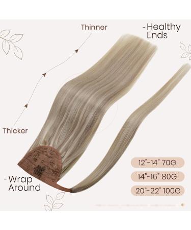 Hetto Blonde Ponytail Extensions Real Hair Wrap Around Braid | Remy Extensions #17/23 Ash Blonde Mix | 45 cm 80g - Hot Sales! - Buy Online on GoSupps.com