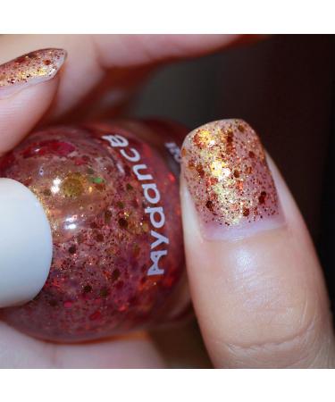 Glitter Nail Polish - Orange Glitter Nail Polish Sparkle Nail Varnish Quick Dry & Long Lasting Nail Lacquer Spring Fall Color Nail Gel Shimmering Nail Paint for Women WT014