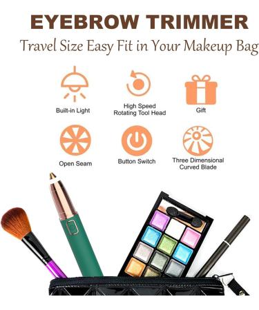 Eyebrow Trimmer for Women - Painless Electric Razor with LED Light for Eyebrows Face Nose Ear Chin and Bikini Detail - Battery Operated (Green - Buy Online on GoSupps.com