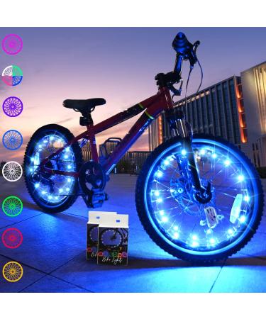 TINANA 2 Tire Pack LED Bike Wheel Lights Ultra Bright Waterproof Bicycle Spoke Lights Cycling Decoration Safety Warning Tire Strip Light for Kids Adults Night Riding blue-2pack